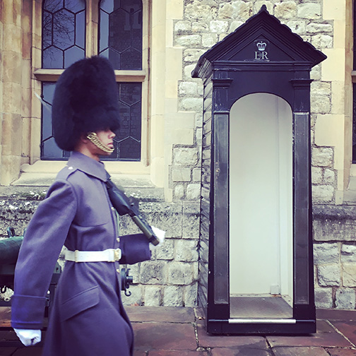 Security at front of the Jewel Tower (©Deborah Clague)