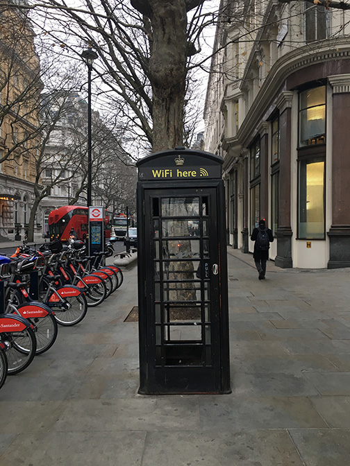 Some of London's iconic telephone booths have been converted to wifi spots (©Deborah Clague)