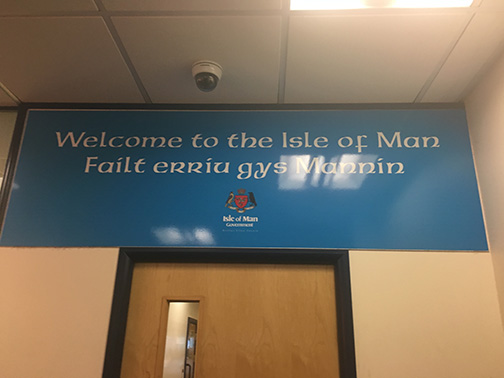 Welcome signage at IOM (©Deborah Clague)