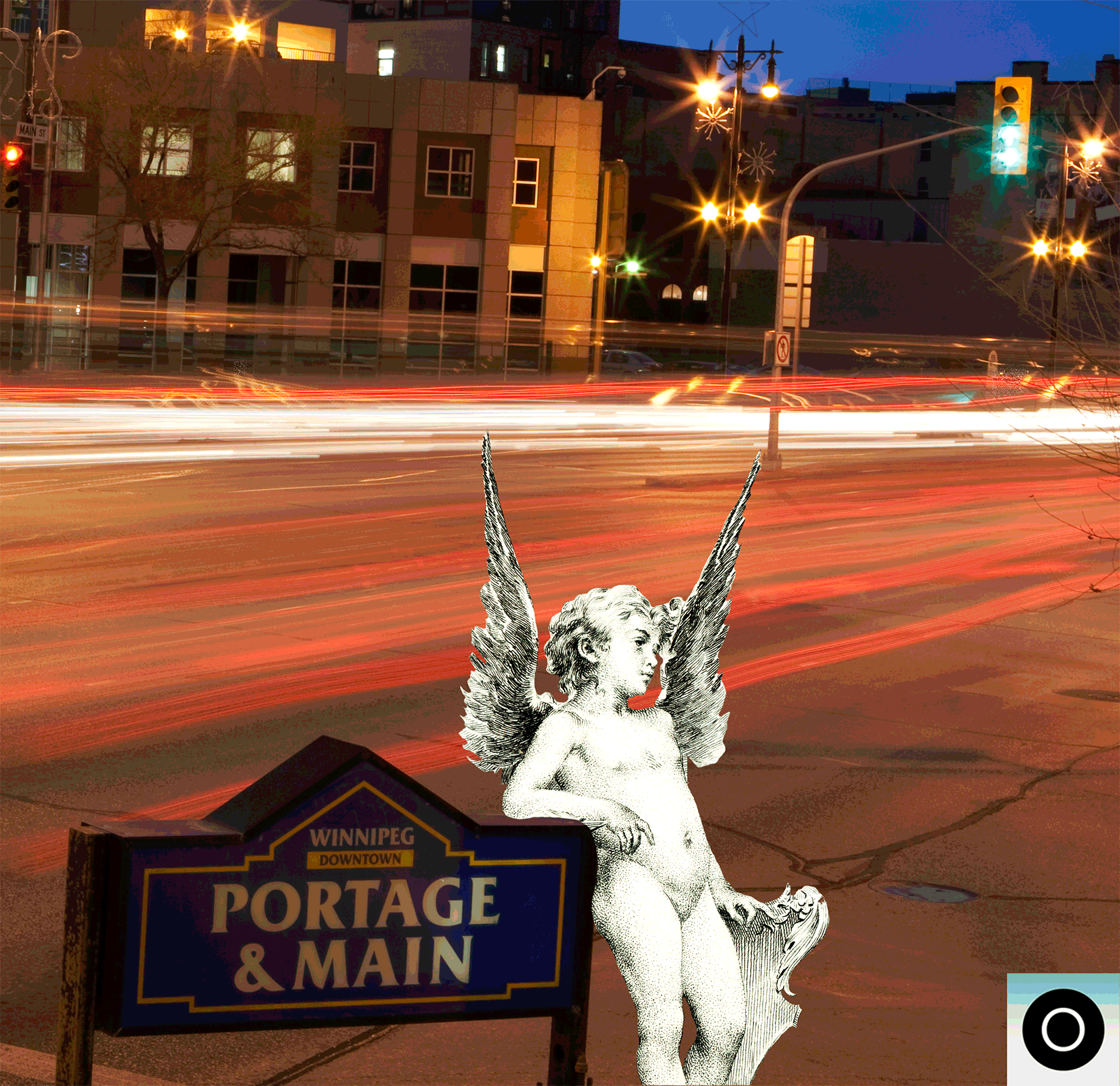 Winnipeg: Angels and Demons, Portage and Main (©Deborah Clague, 2018)