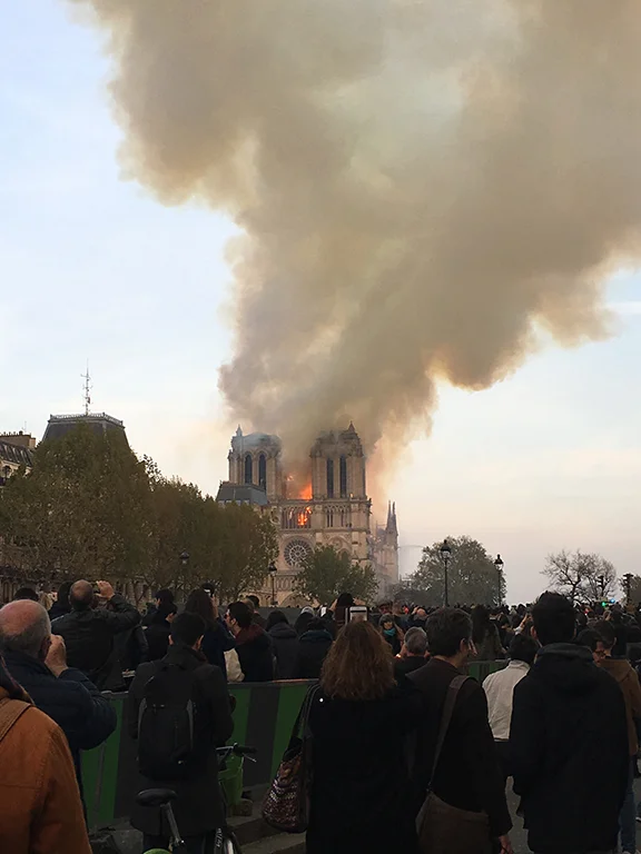 Notre-Dame Cathedral burns on April 15, 2019 (©Deborah Clague, 2019).