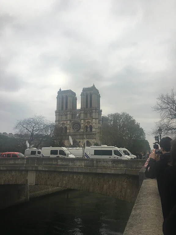 World media descends upon Notre-Dame Cathedral the day after the fire, Paris (©Deborah Clague, 2019).