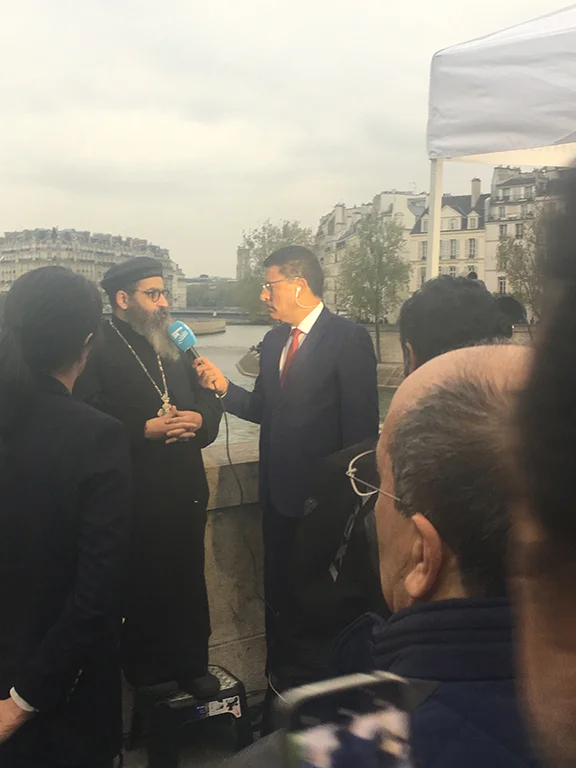 World media descends upon Notre-Dame Cathedral the day after the fire (©Deborah Clague, 2019).