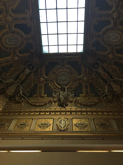 The ceiling detail in the Louvre is not to be missed, Paris (©Deborah Clague, 2019).