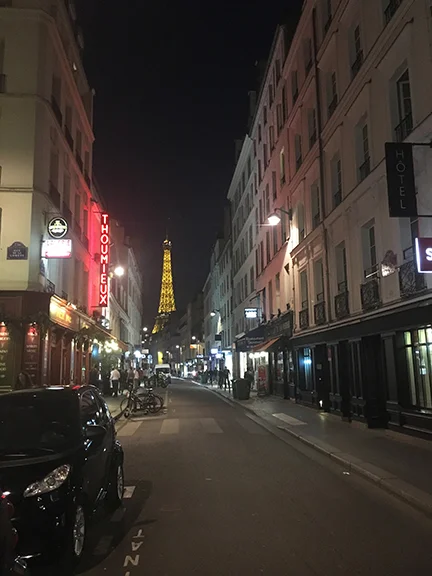 This is the street view I got to enjoy every day (and night) as my rental apartment was located here, Paris (©Deborah Clague, 2019).