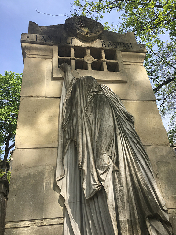 This grave in Pére Lachaise Cemetary in Paris, France is stunningly beautiful and haunting. It’s been featured as artwork on album covers (©Deborah Clague, 2019).
