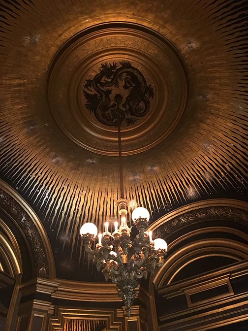 As a designer, one of my key takeaways of inspiration during this trip was the unbelievable ceiling work. This is the Salon du Soleil, Palais Garnier, Paris (©Deborah Clague, 2019).