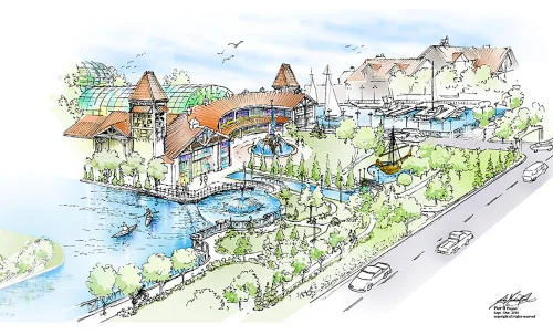 A rendering of the initial proposed "Pier B" project.
