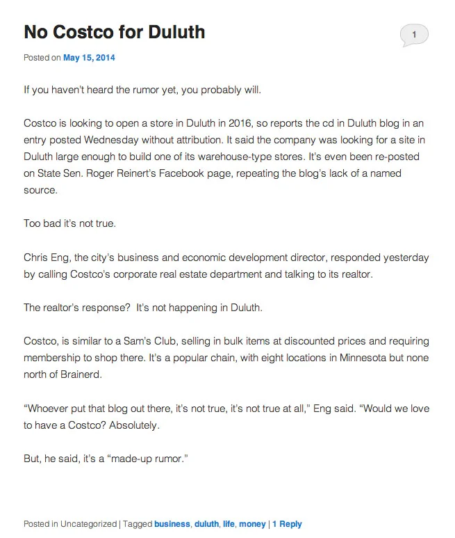 Above is the article, as posted by Twin Ports Business.