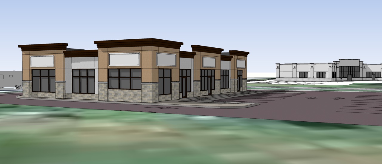 Above: Phase II of Sugar Maple Crossing will include this 5,000 square foot retail building that will house two national tenants that are new to Hermantown. In the far background Phase III also can be seen.
