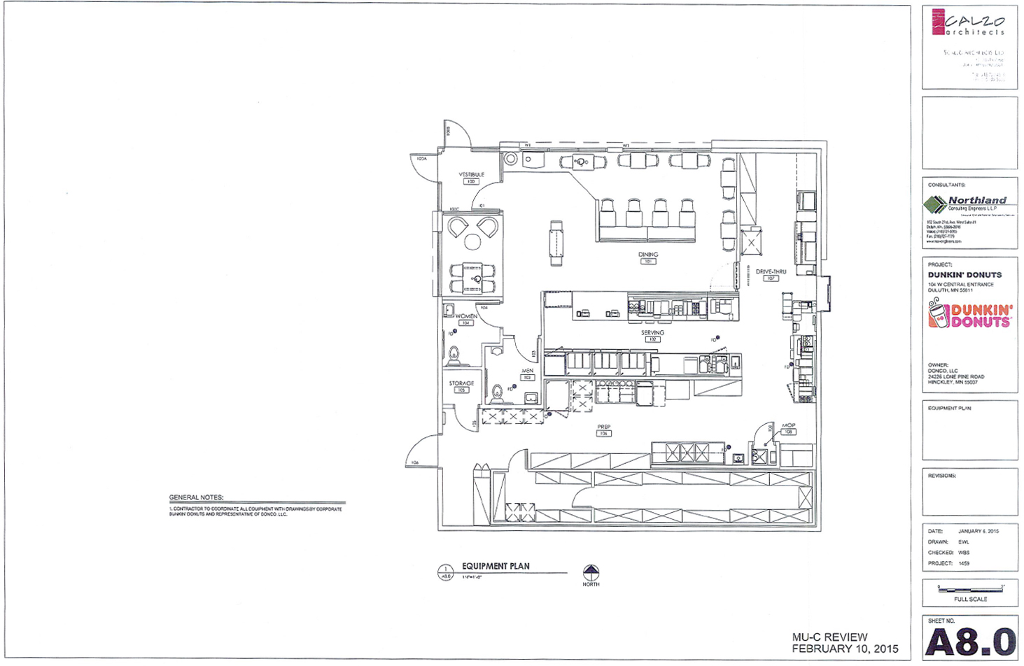Floor plan of the new Dunkin' Donuts location