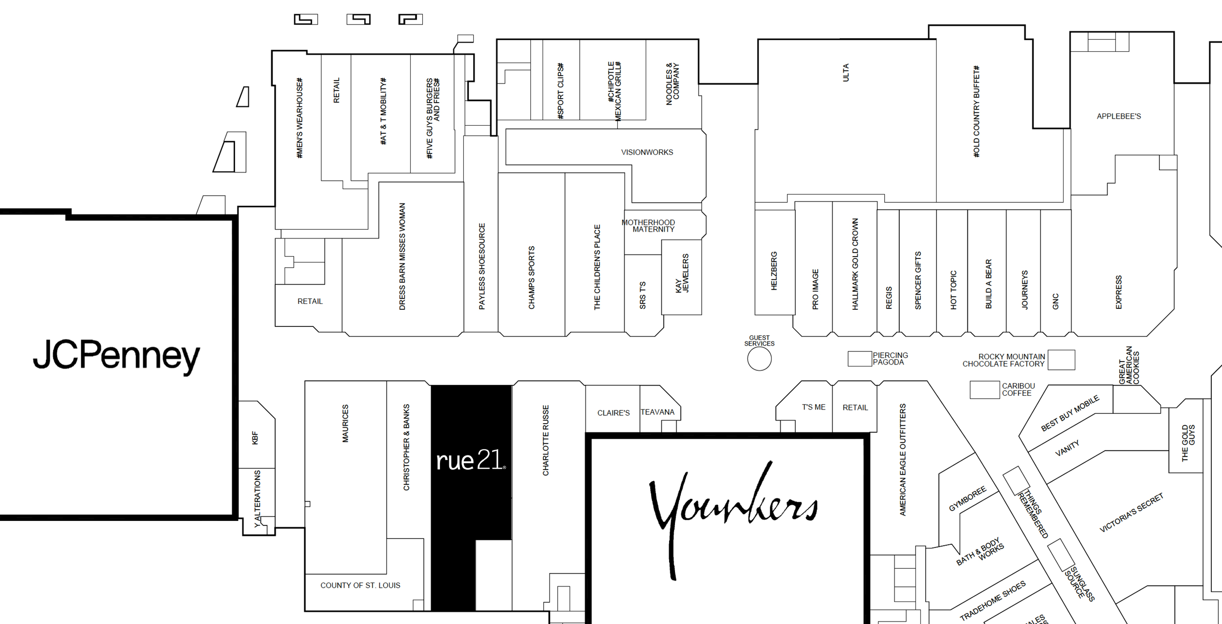 Above: Location of the new Rue21 location at the Miller Hill Mall.