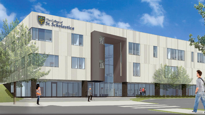 The new Health and Science Pavilion building planned for BlueStone Commons | College of St. Scholastica