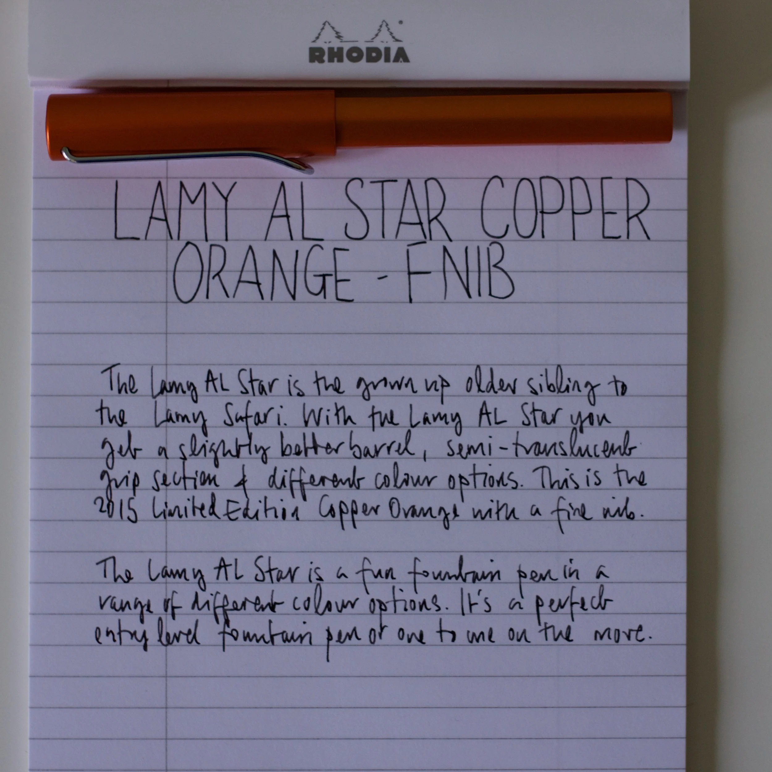 Handwritten review in my normal day to day handwriting