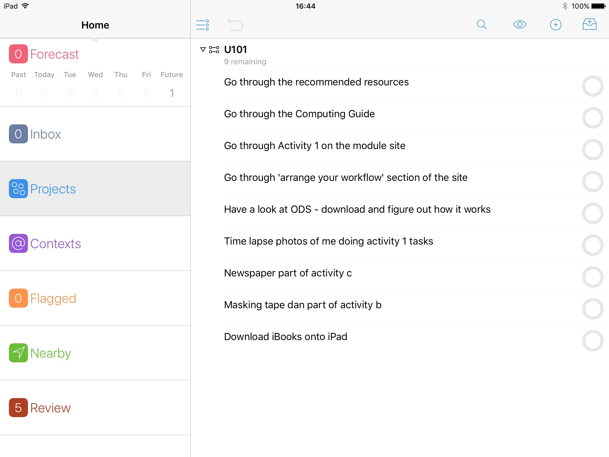 My current tasks