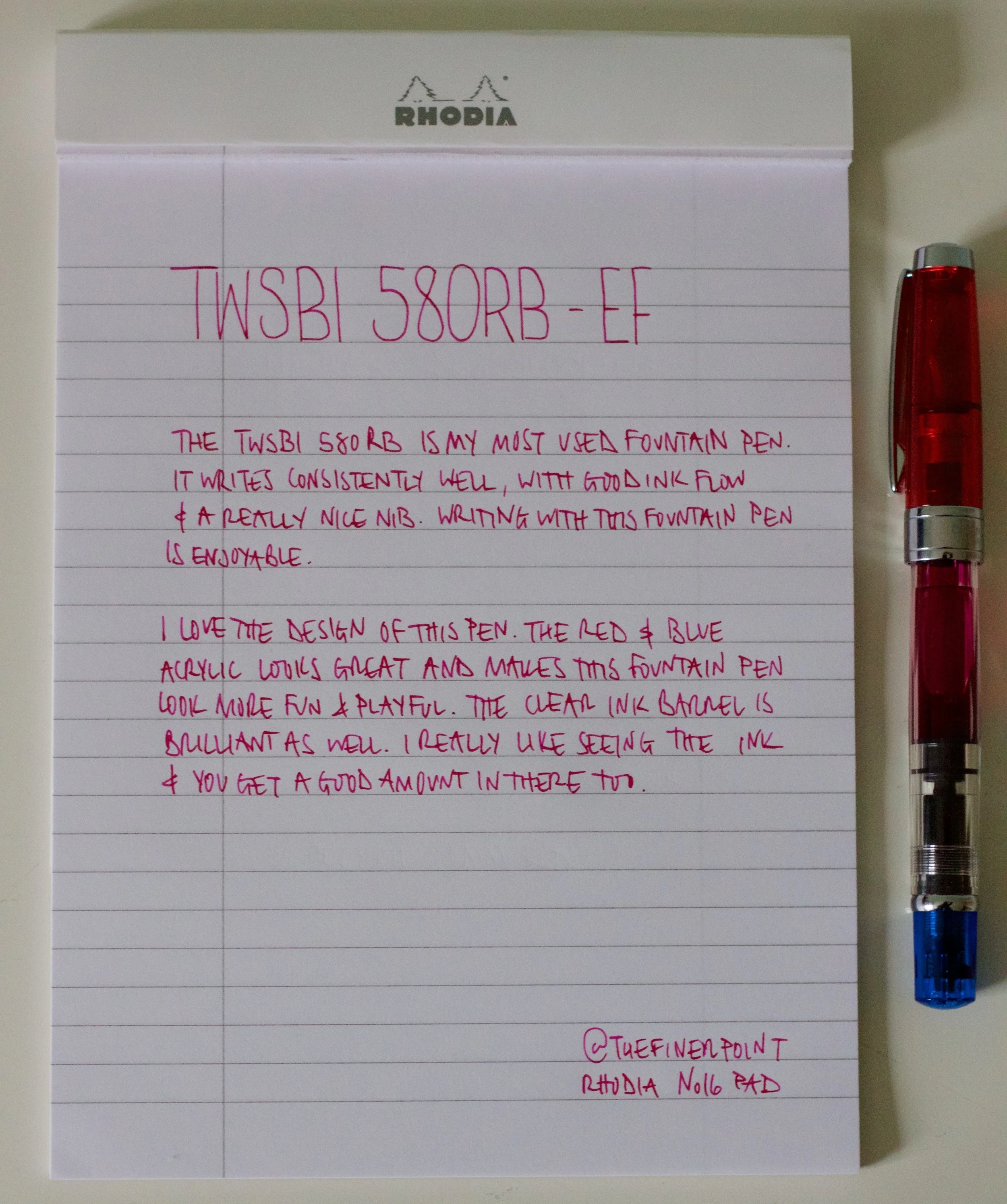 A handwritten review using the TWSBI 580RB