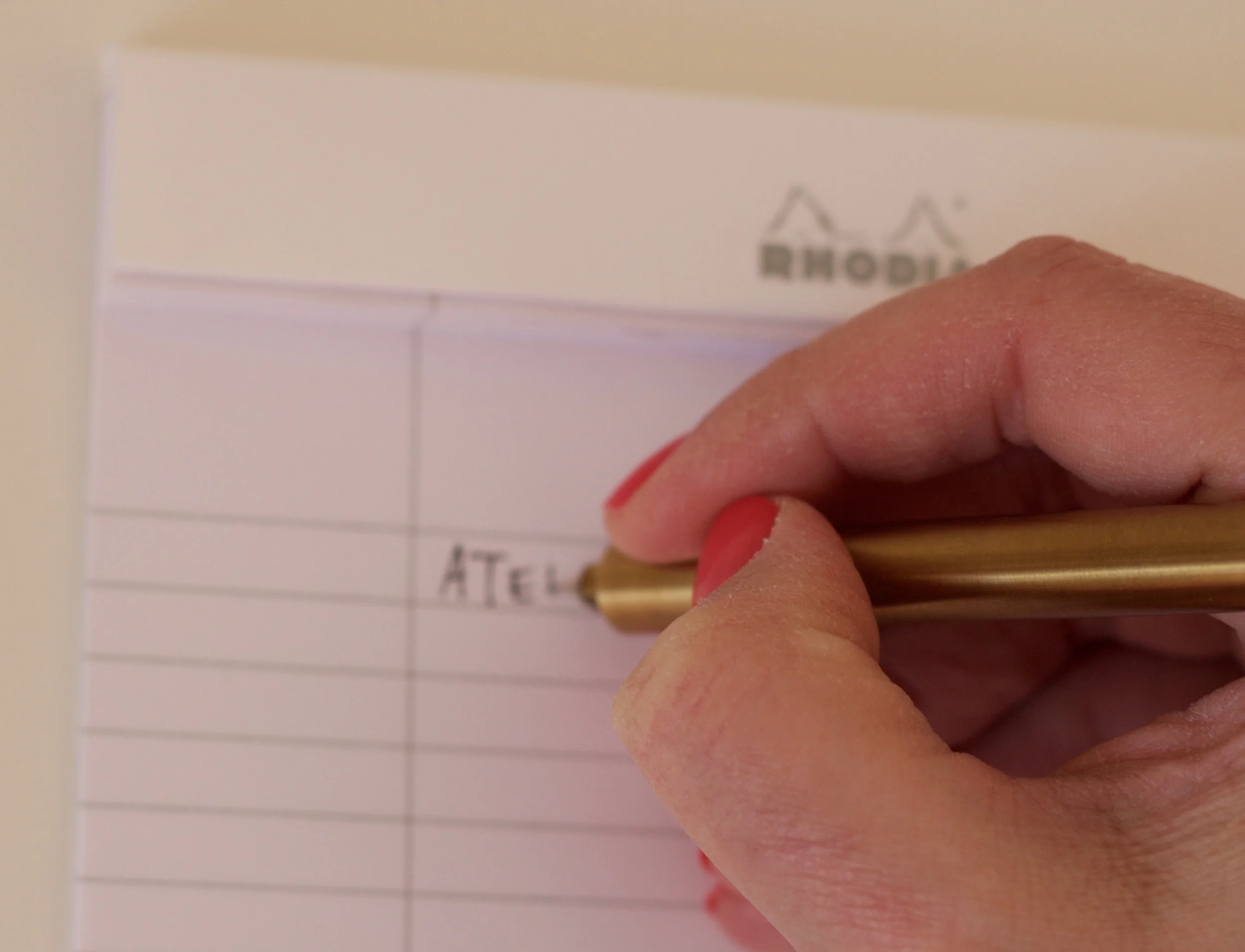 A clear line of sight when writing