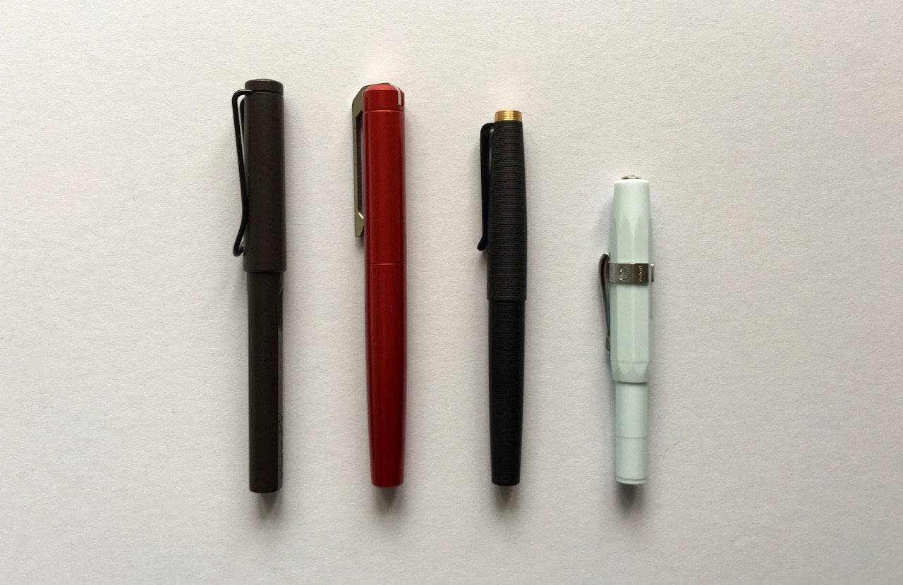 Gist size comparison against the Lamy Safari, Karas Kustoms Ink and the Kaweco Skyline Sport