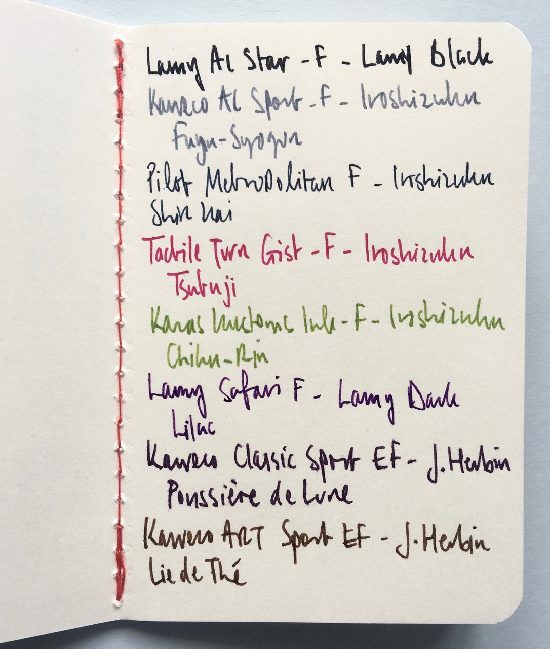 Fountain pen testing on the Apprentice paper