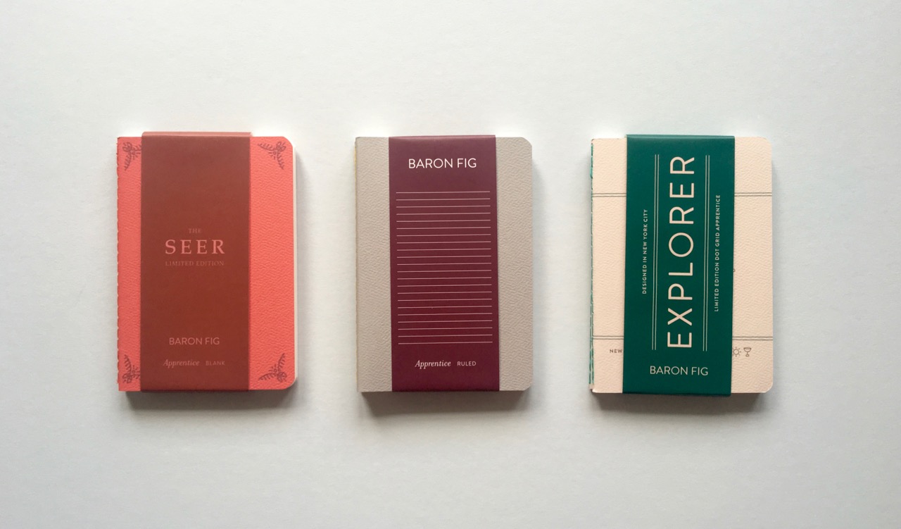 A number of different Baron Fig pocket (previously Apprentice) notebooks