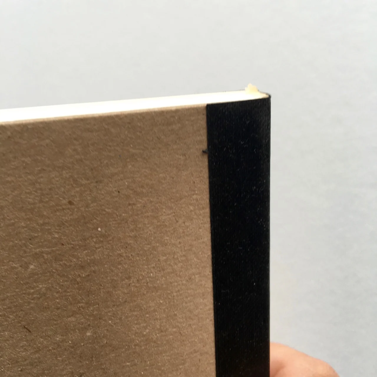 Close up of the binding and glue holding the pages together. I think the excess glue here, which is coming away may be the source of my page problem