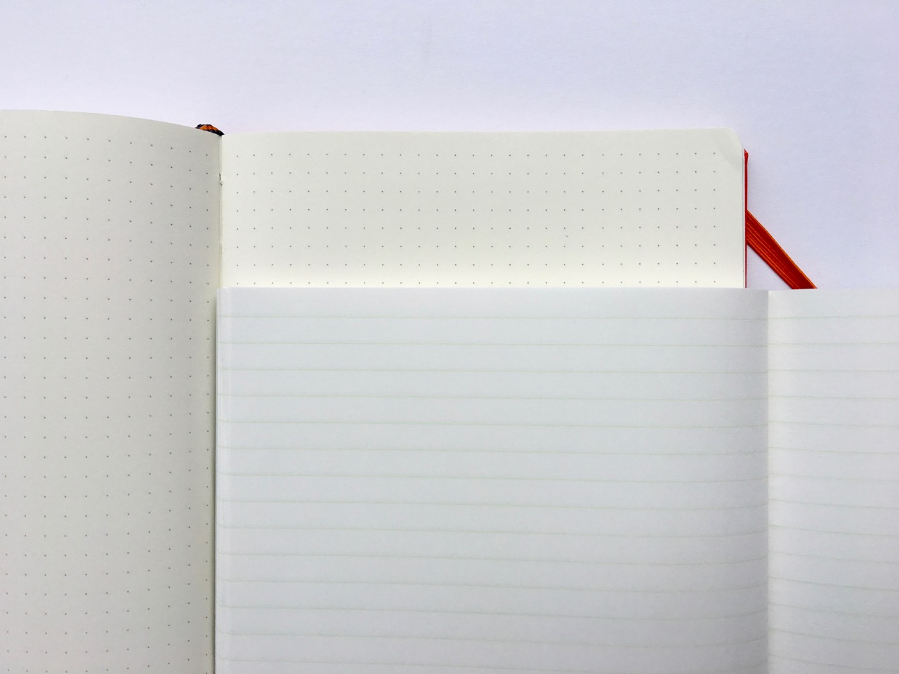 Leuchtturm1917 dot grid in the background, Life Pistachio with white paper in the foreground