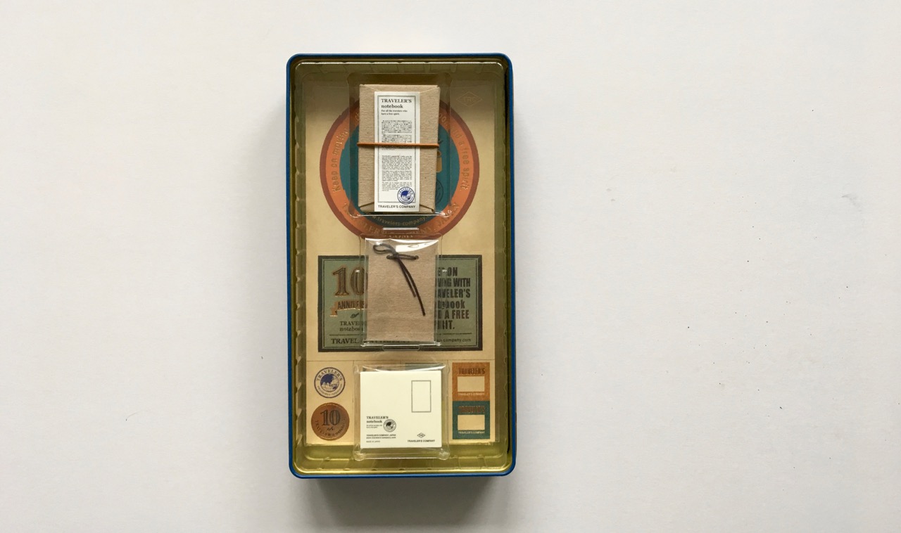 The contents of the 10th anniversary tin