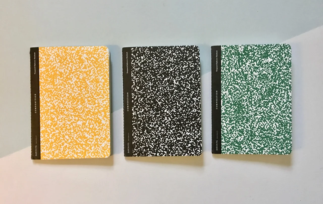 The three colours of the School Set notebooks