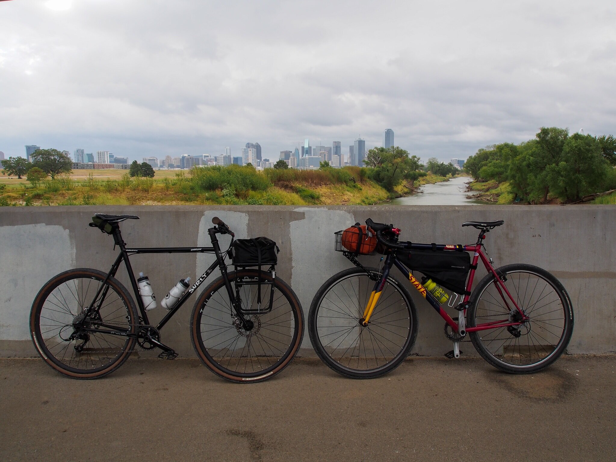  On the Trinity Levee Trails, looking south toward downtown.  