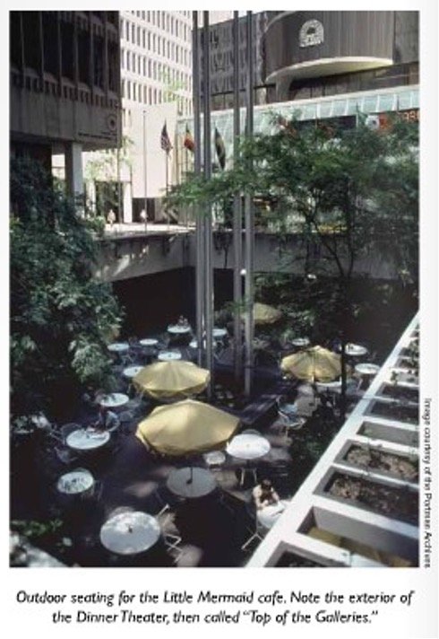  &nbsp;(Chip) This series of photos documents the evolution of the plaza at Peachtree Center since the 1960s. Formerly open to the restaurant below, the underground spaces were later capped with glass. We intentionally worked to transform the space i