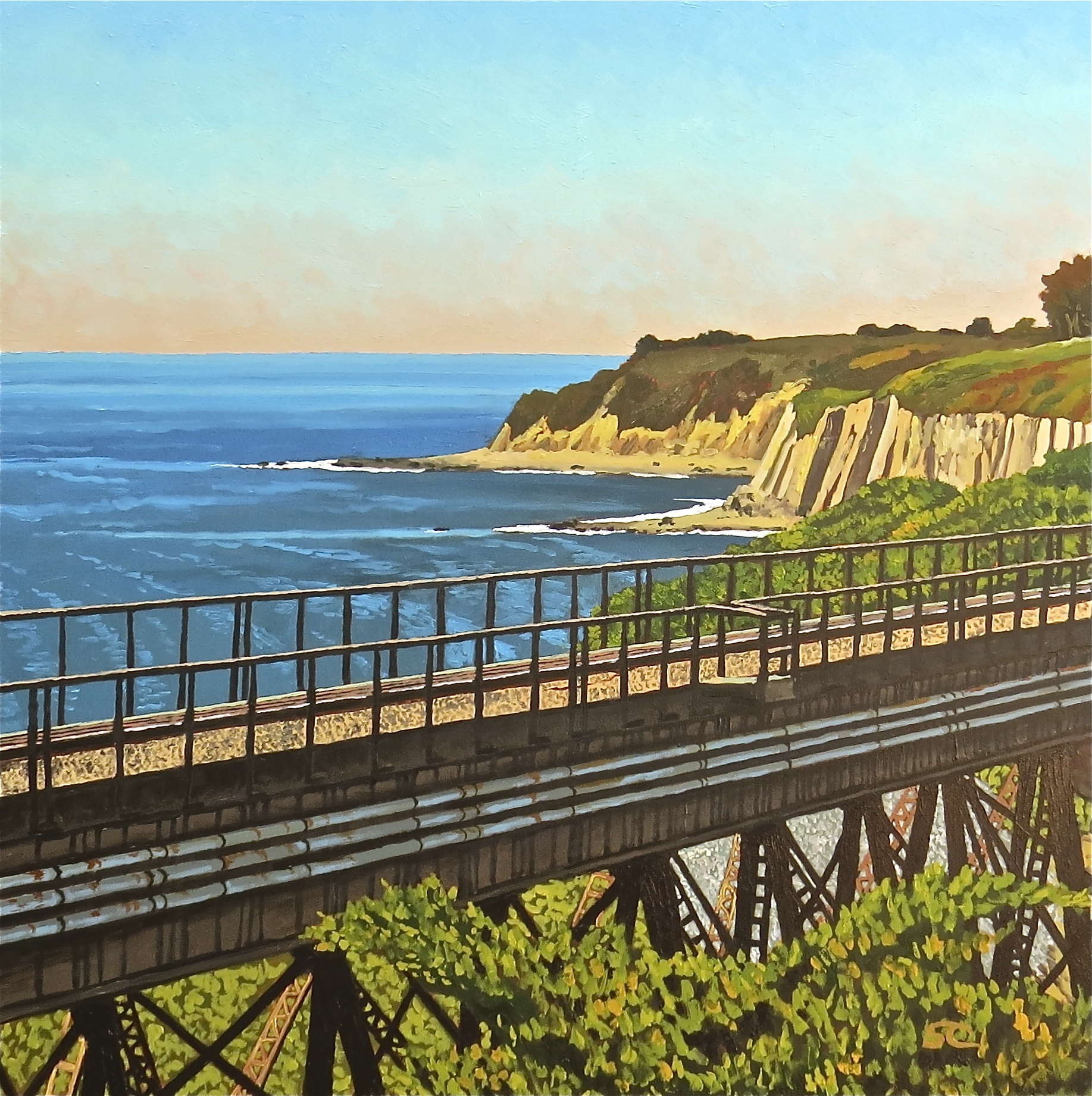 "Arroyo Hondo Bridge, Gaviota Coast" oil on birch panel 24 x 24