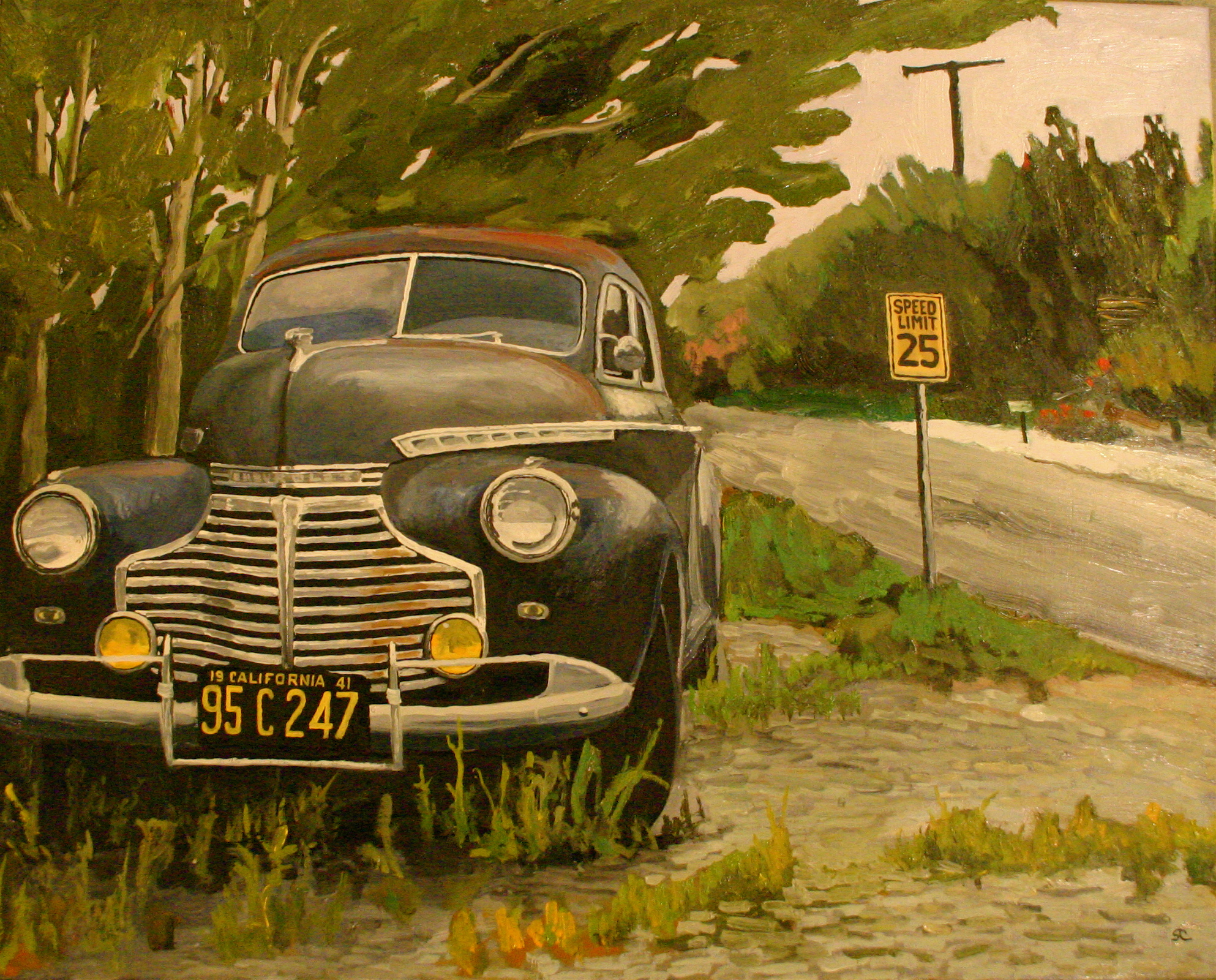 "The Getaway Car" oil on canvas 24 x 30