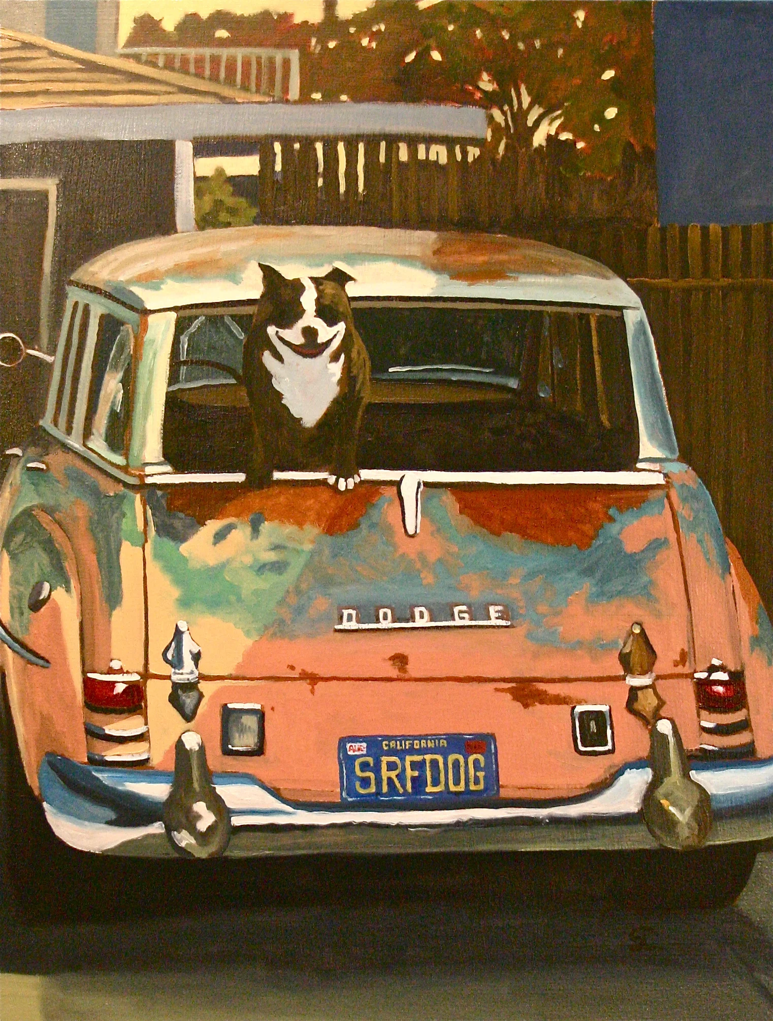 "Charley the Surf Dog" oil on canvas 22 x 28, sold.