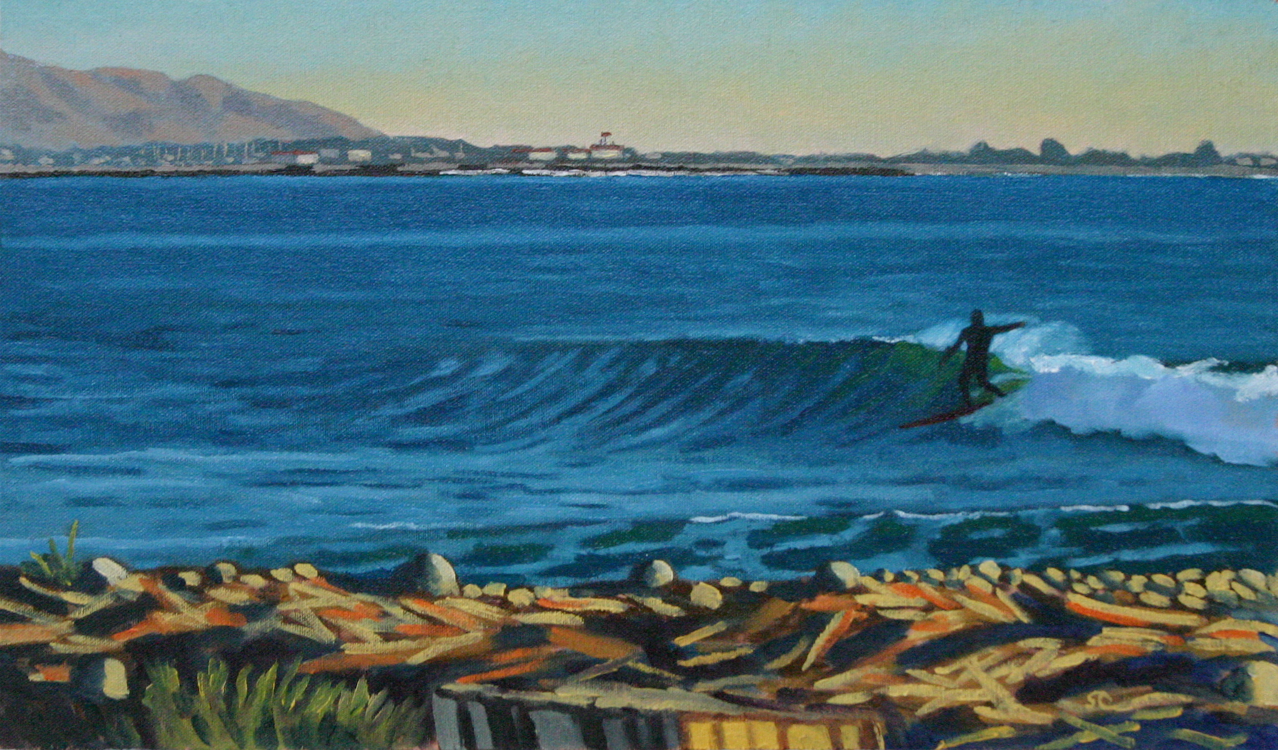 "Late Afternoon Surf" oil on canvas 12 x 20, sold