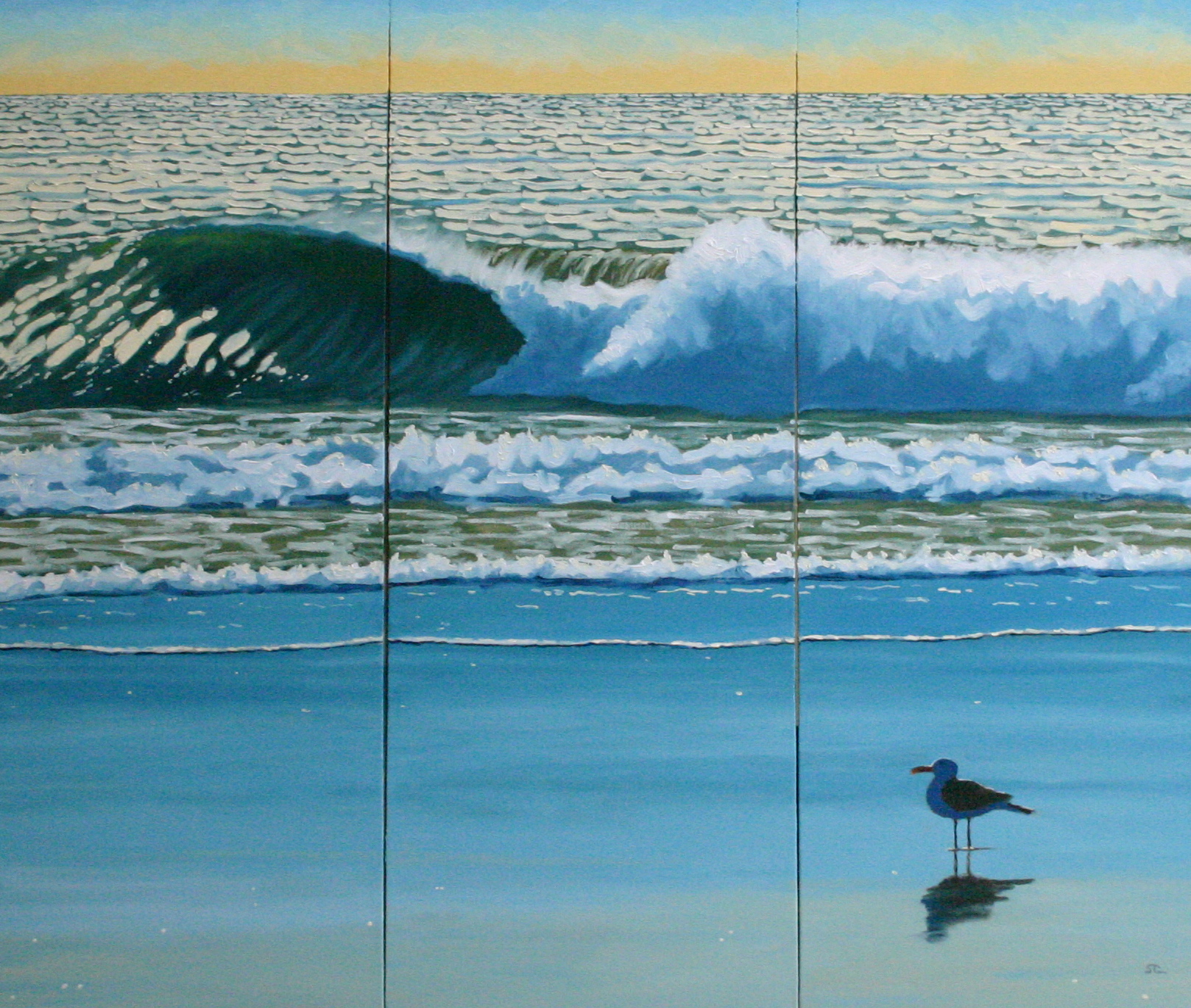 "In my Other Life I was a Surfer" oil on canvas 36 x 36 triptych