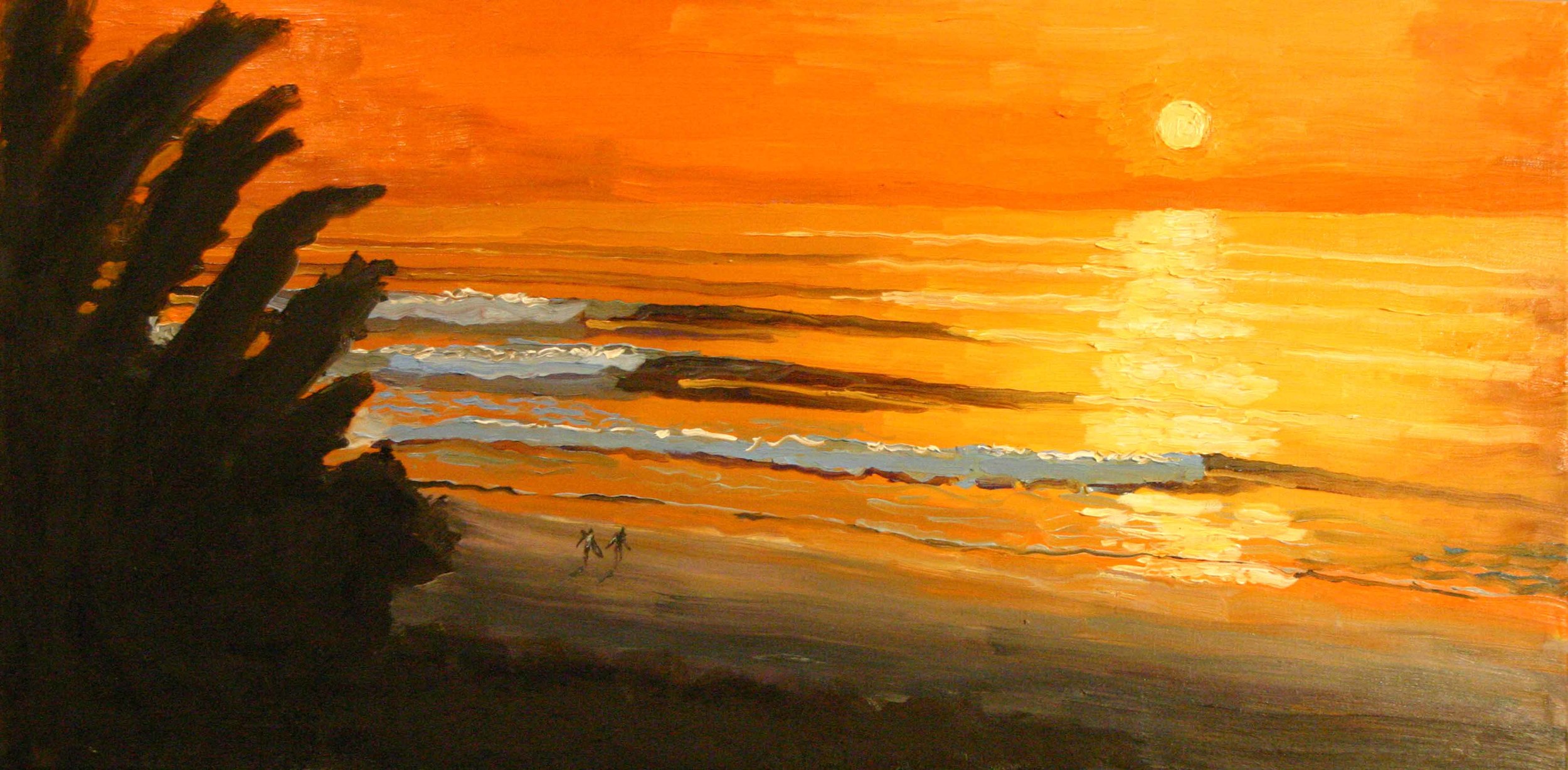 "Evening Glass" oil on canvas 18 x 36 sold