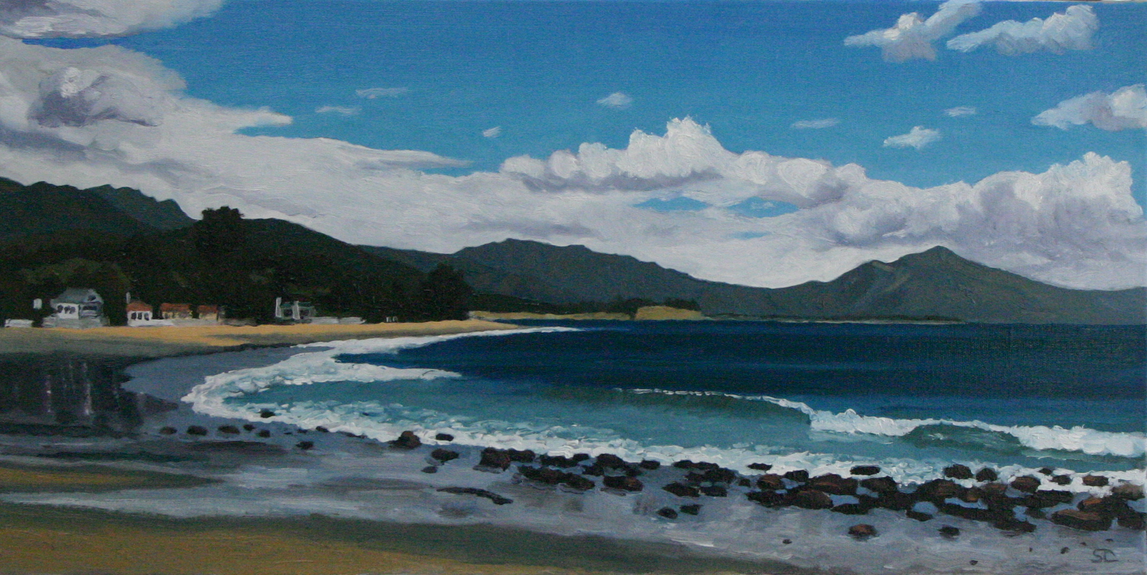 "Miramar Beach" oil on canvas 15 x 30 sold