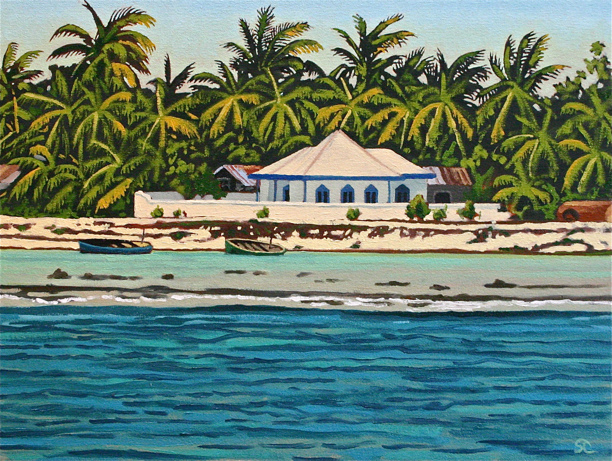 "Mosque at Ghaadoo in The Maldives" oil on canvas 16 x 20 sold