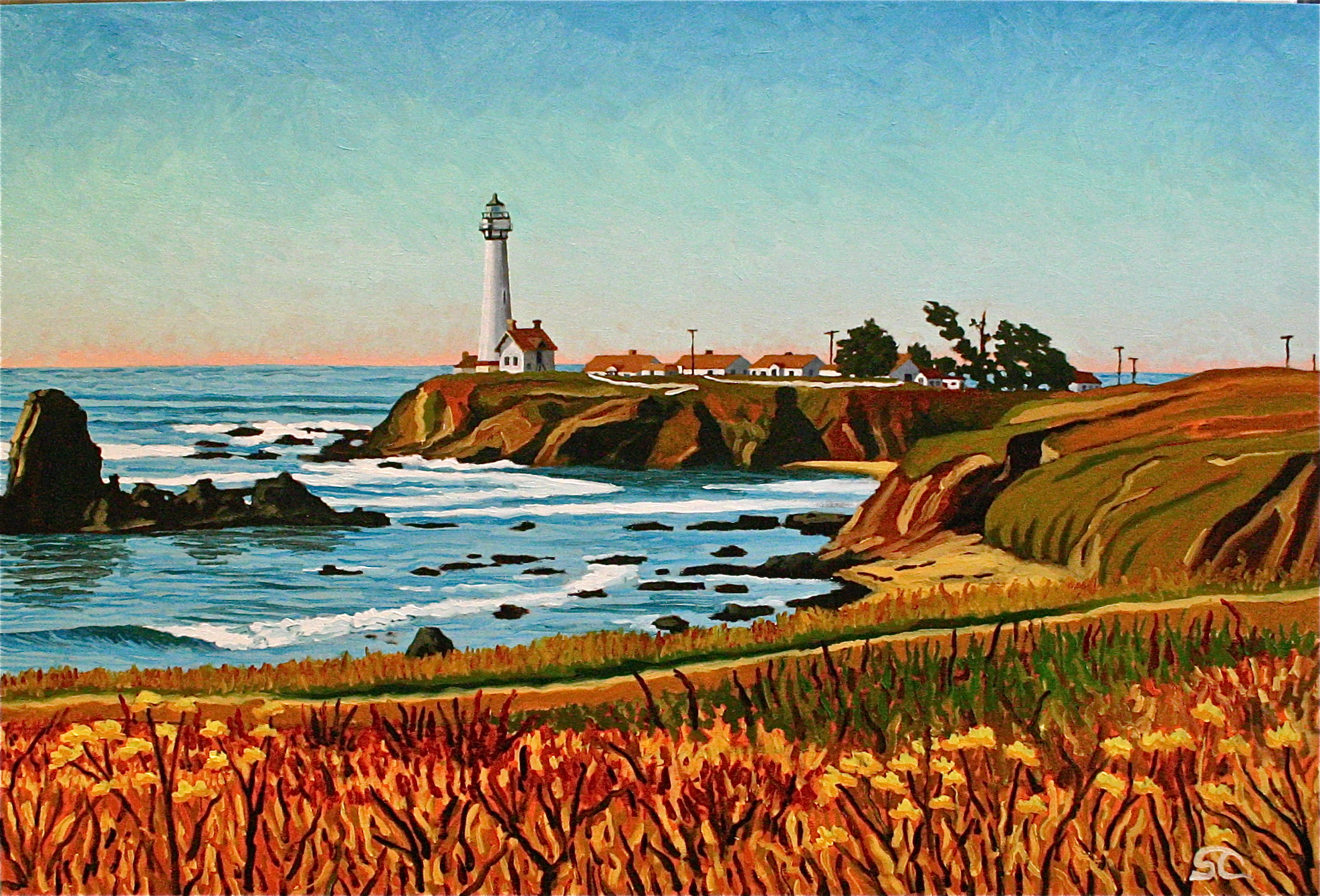 "Pigeon Point Lighthouse" oil on canvas 24 x 36 sold