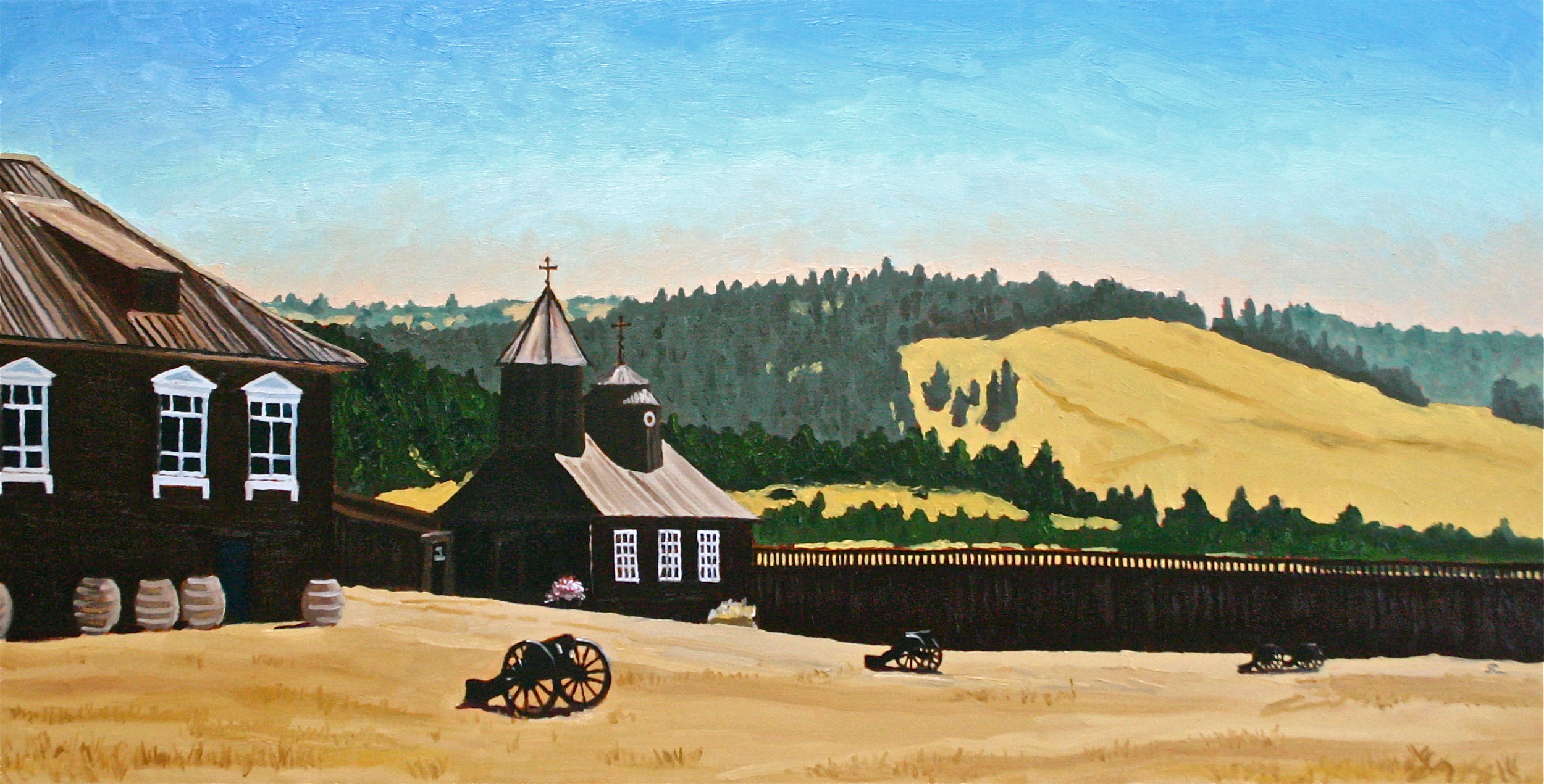 "Fort Ross" oil on canvas 18 x 36