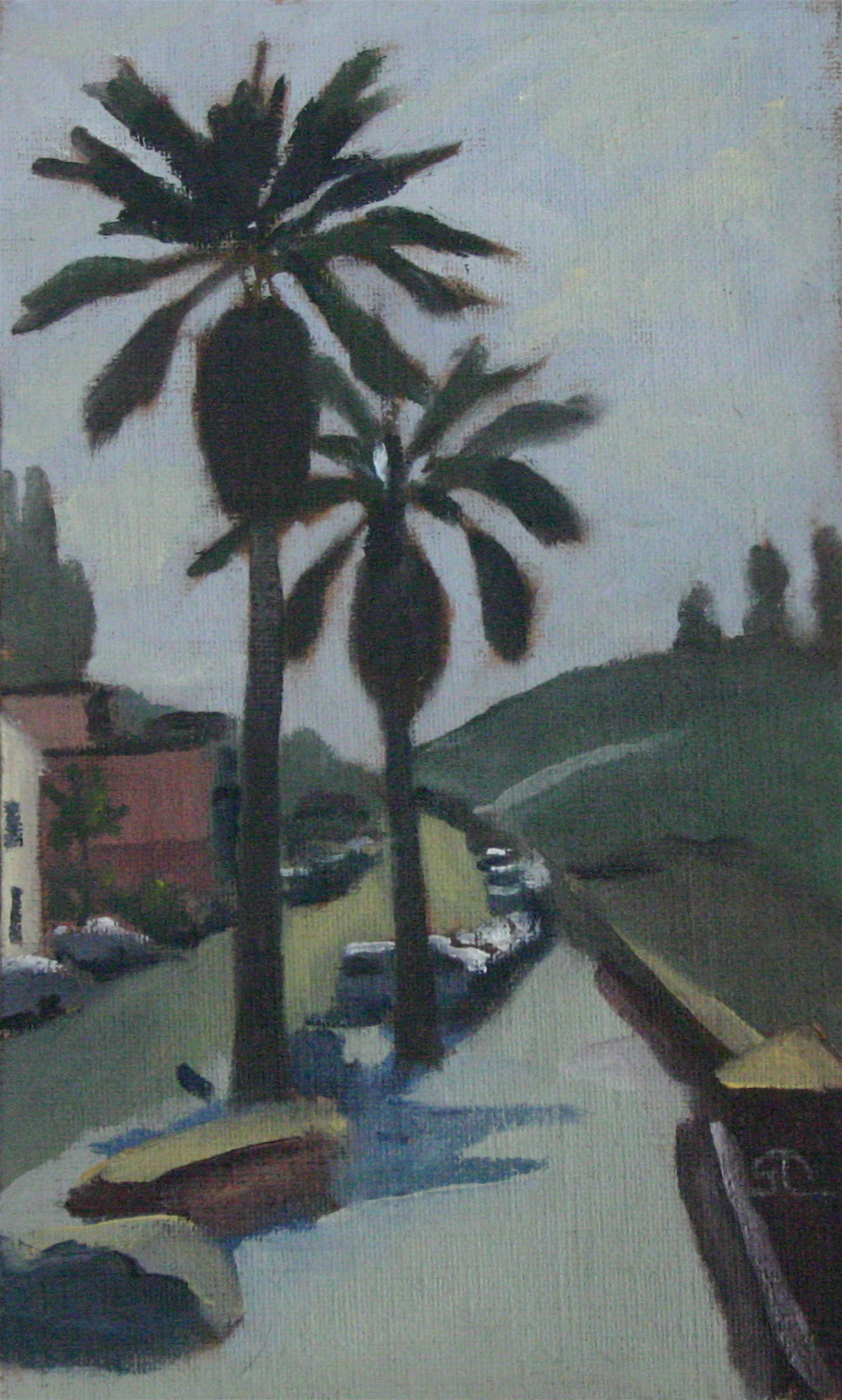 "Foggy Palms" oil on panel 5 x 8 sold