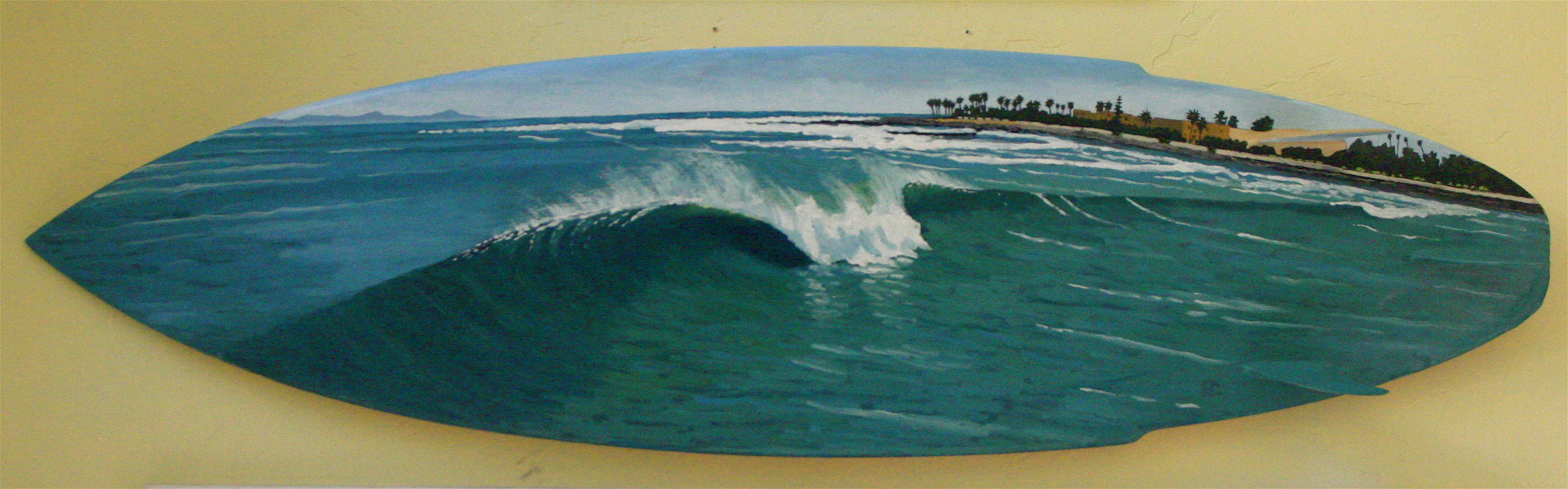 "Inside Point" oil painting on surfboard sold