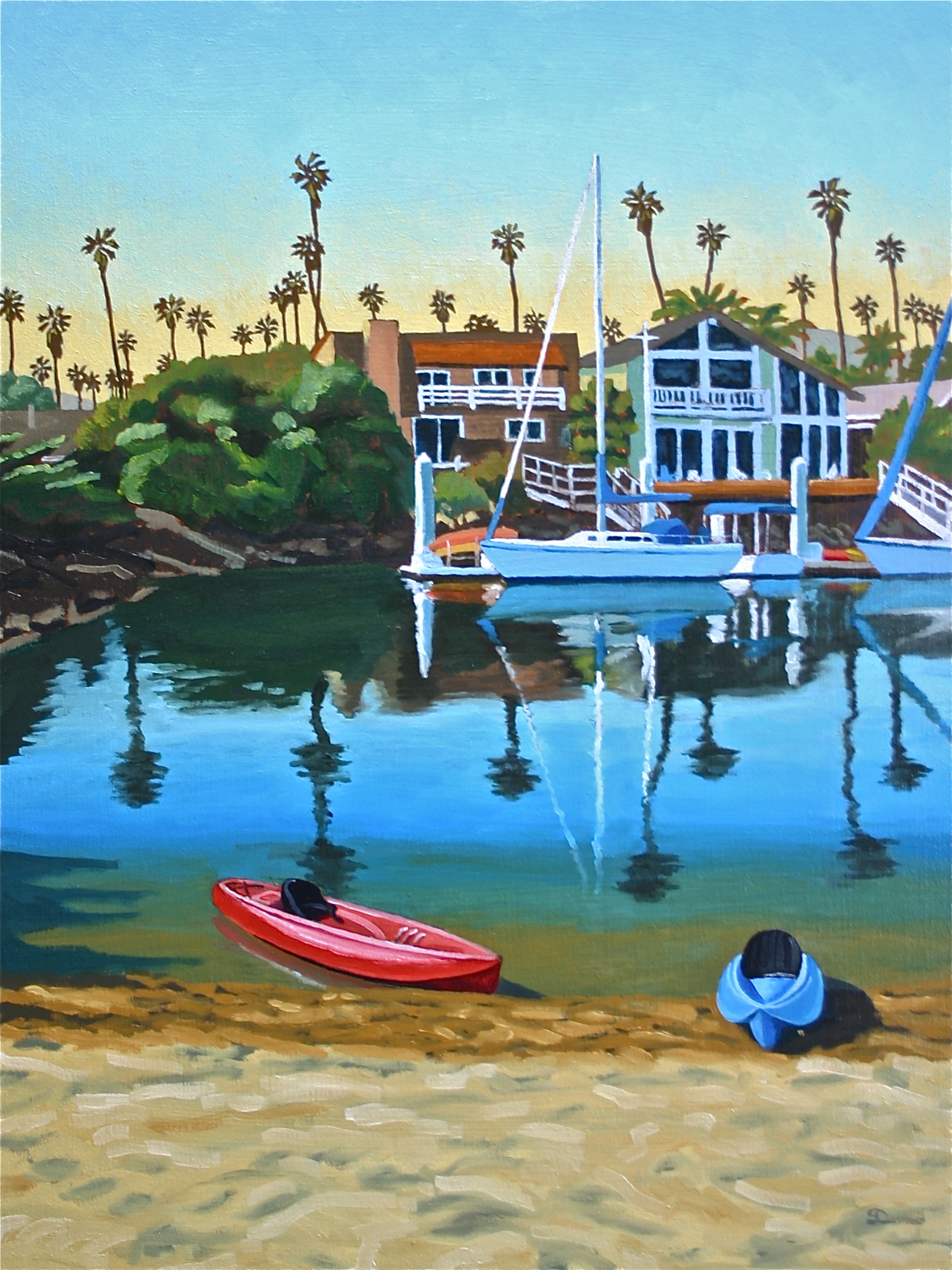 "After Paddling, Little Beach" oil on canvas 24 x 32