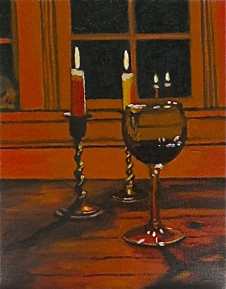 "Last Glass of Red" oil on linen panel 8 x 10