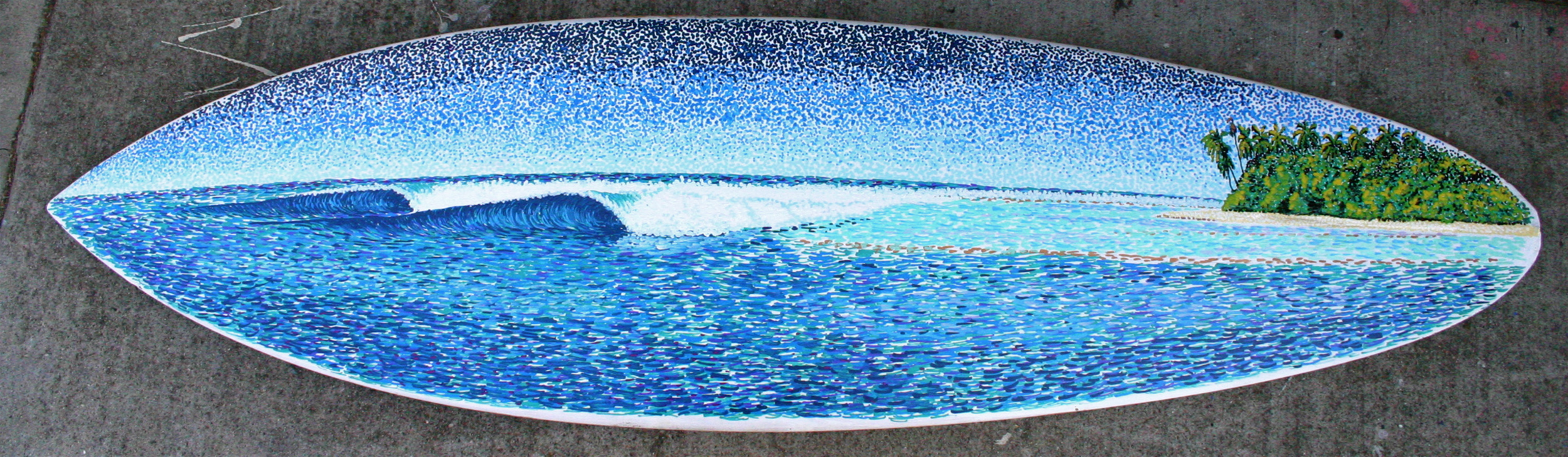 "Vaadhoo" paint pens on surfboard  sold