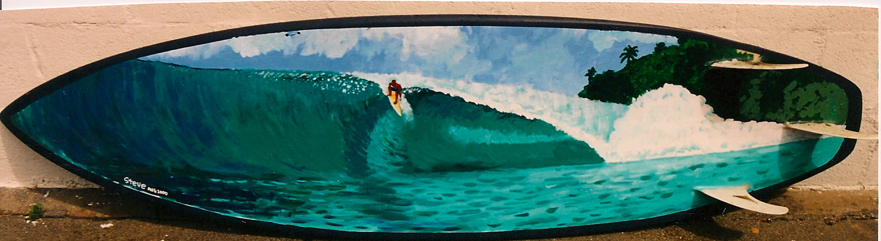 "Big Drop" acrylic on surfboard  sold