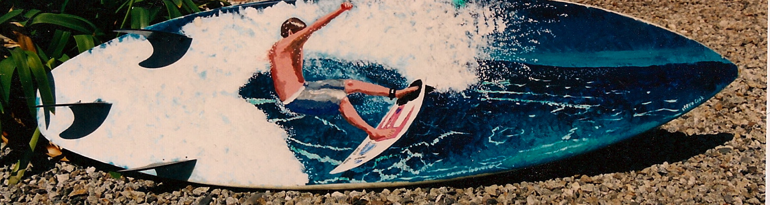 "Kai Ellison Cutback" acrylic on surfboard  sold
