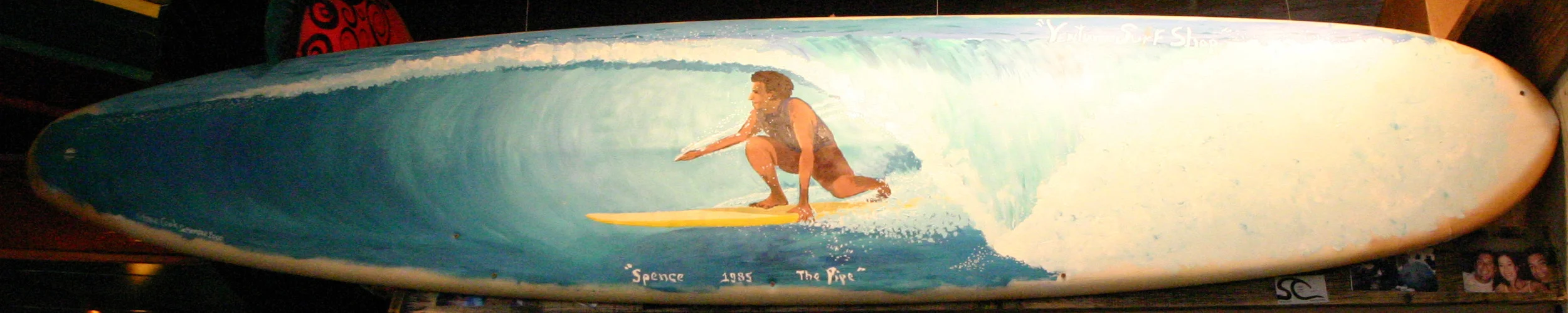 "Backside Tube Ride" acrylic on surfboard sold