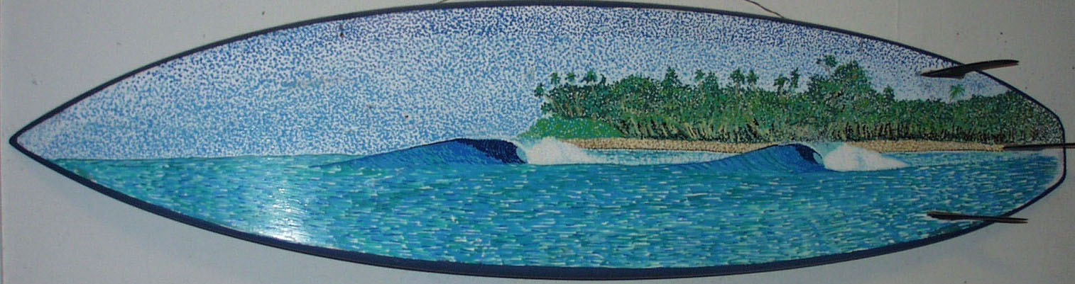 "Andaman Islands" paint pens on surfboard  sold