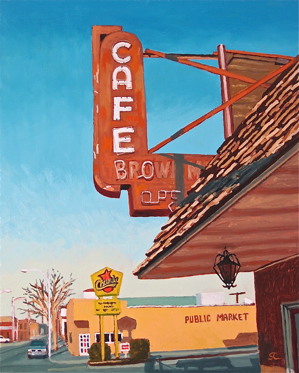 "Brown Mug Cafe, Winslow, AZ" oil on panel 16 x 20